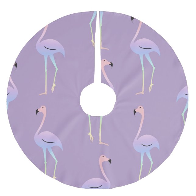 Flamingo Rainbow: Färg, sömlös Mönster. Julgransmatta Borstad Polyester (Framsidan)