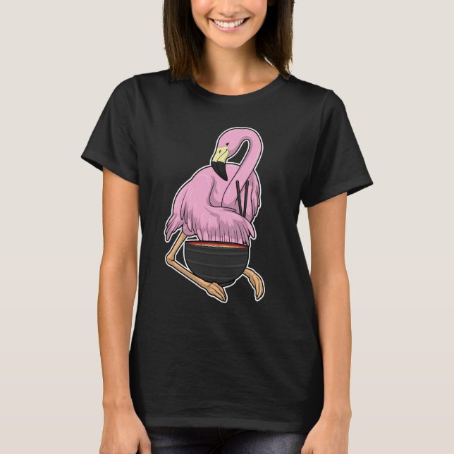 Flamingo Ramen Bowl T Shirt (Framsida)