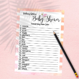 Flamingo Rand Baby Shower Animal Baby Namn Game Inbjudningar