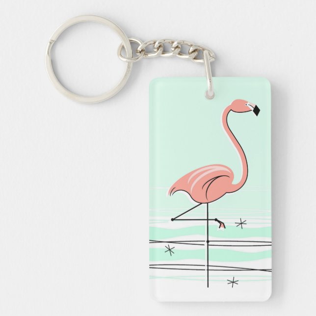 Flamingo-rektangulär nyckelring, grönt (Framsidan)