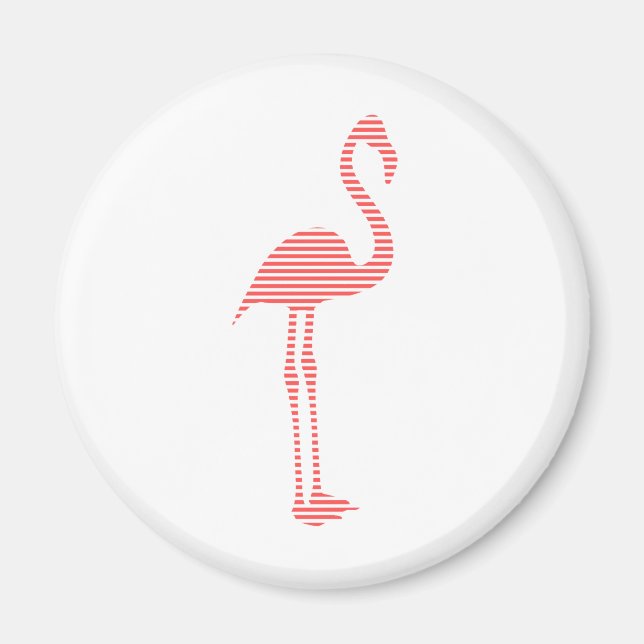 Flamingo - remsor - rosa och vitt. magnet (Framsidan)
