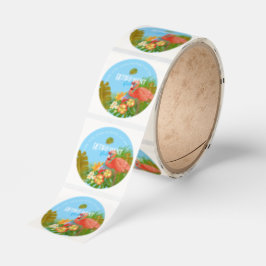 Flamingo Retirement Blue Runt Klistermärke