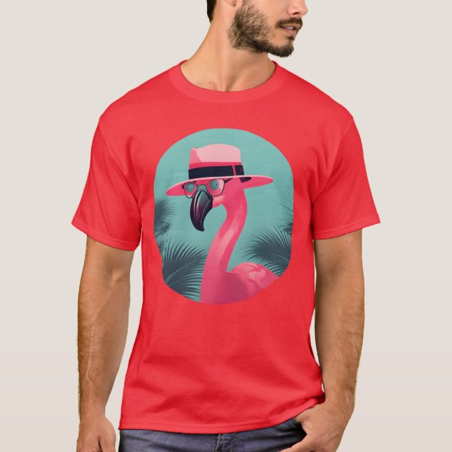 Flamingo Retro 80s 90s Style Animal Lovers gift T Shirt (Framsida)