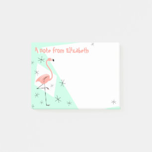 Flamingo Retro Grönt Text Note Post-it Block