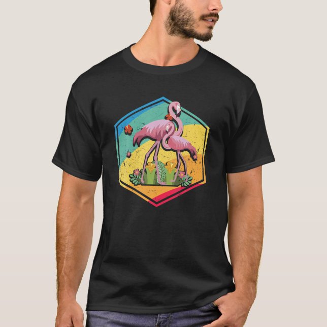 Flamingo Retro Stil T Shirt (Framsida)
