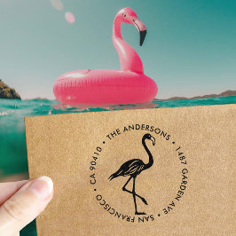 Flamingo Return Address Label Houseworp Gift Självfärgande Stämpel