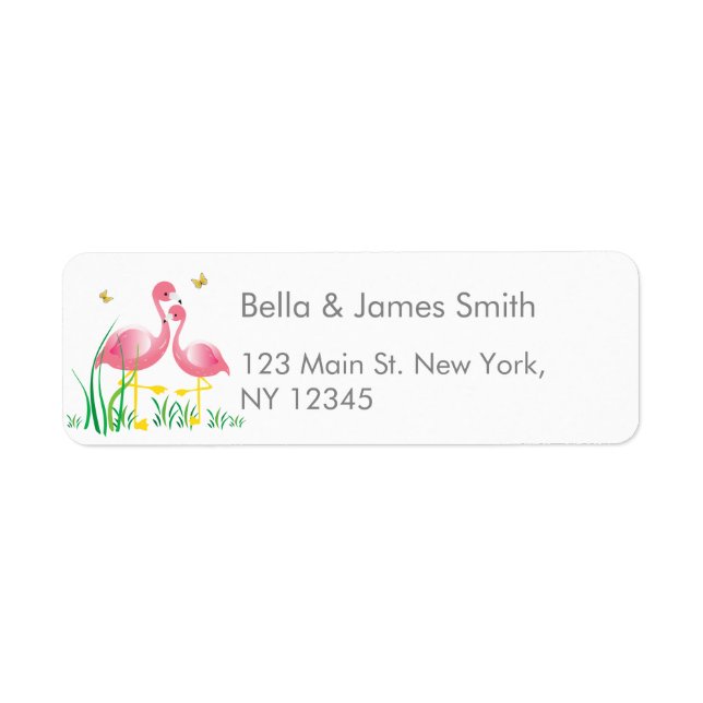 Flamingo Return Address Label Returadress Etikett (Framsidan)