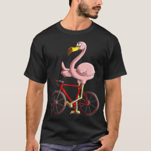 Flamingo Riding a Bicycle Coola Biker Funny Bike T Shirt