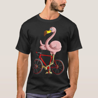Flamingo Riding a Bicycle Coola Biker Funny Bike T Shirt