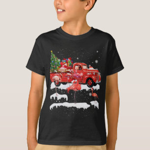 Flamingo Riding Red Lastbil God jul X-mas Ug T Shirt