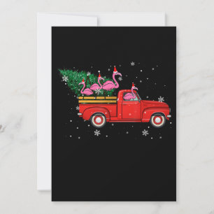 Flamingo Riding Red Lastbil Julafton Santa Hat-jul Spara Datumet