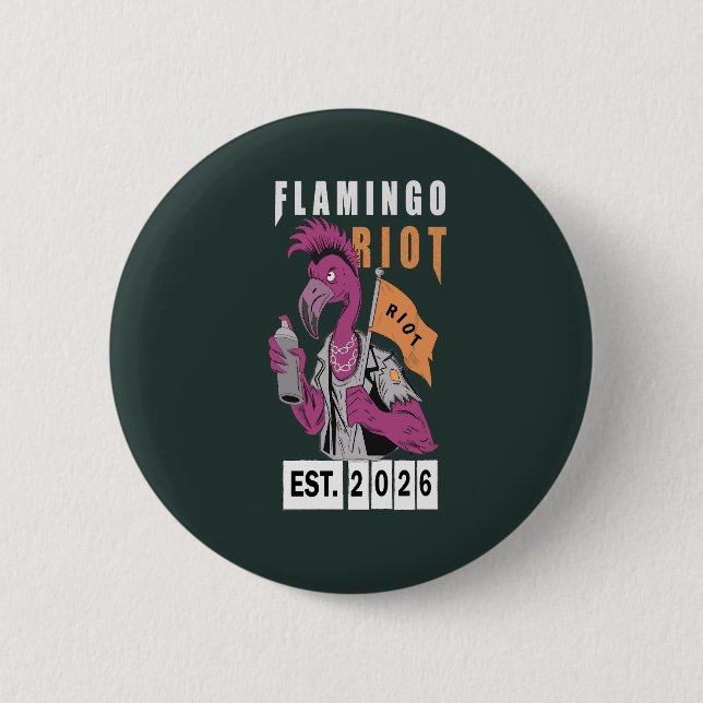 Flamingo Riot Urban Estetisk Design Knapp (Framsida)
