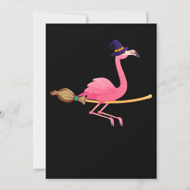 Flamingo | Rolig Flamingo Häxa Halloween Inbjudningar (Framsida)