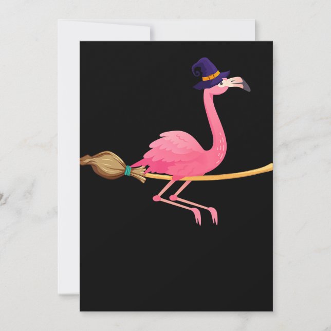 Flamingo | Rolig Flamingo Häxa Halloween Julkort (Framsida)