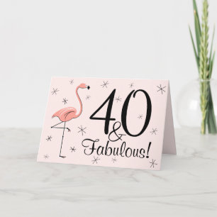Flamingo Rosa 40 och Fabulous! hälsning-kort Kort