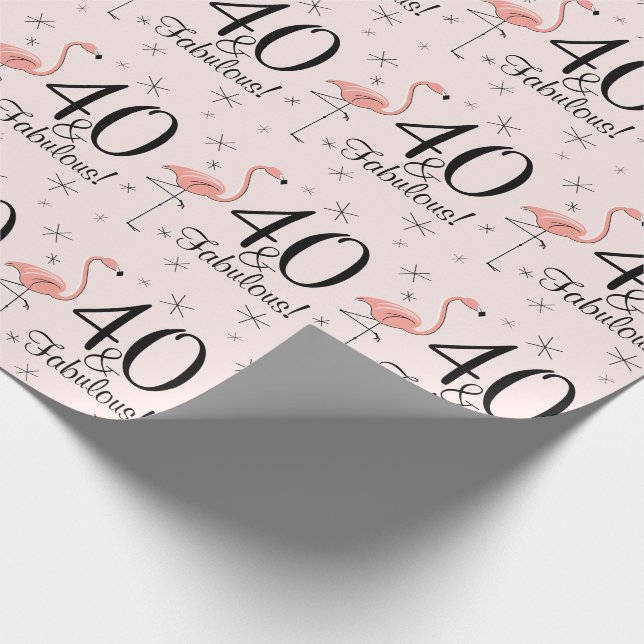 Flamingo Rosa 40 och Fabulous! papper radbrytning Presentpapper (Hörn)