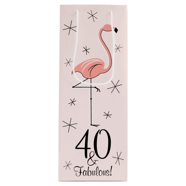Flamingo Rosa '40 och Fabulous!' presentväska flas (Framsidan)
