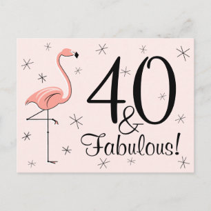 Flamingo Rosa "40 och Fabulous!" vykort
