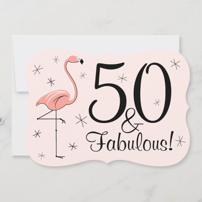 Flamingo Rosa '50 and Fabulous'-inbjudningsklacket Inbjudningar (Framsida)