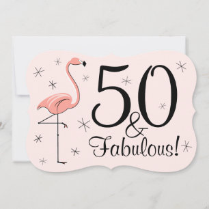 Flamingo Rosa '50 and Fabulous'-inbjudningsklacket Inbjudningar