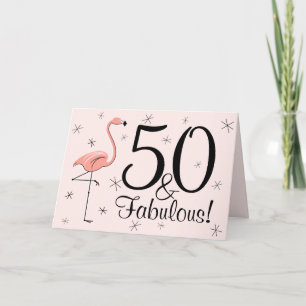 Flamingo Rosa 50 och Fabulous! grattis på födelsed Kort
