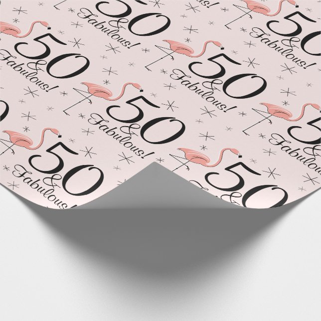 Flamingo Rosa 50 och Fabulous! papper radbrytning Presentpapper (Hörn)