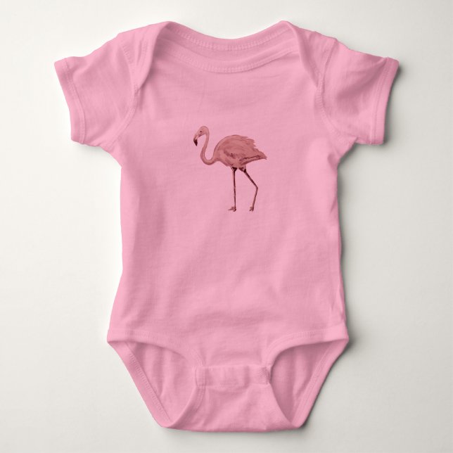 Flamingo Rosa Babyblus Tutu T Shirt (Framsida)