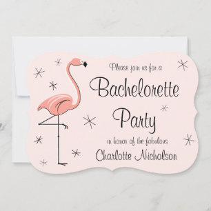 Flamingo Rosa "Bachelorette Party"-parentes Inbjudningar