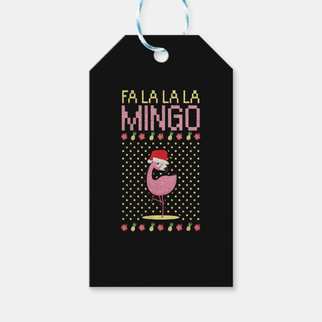 Flamingo rosa Bak-julklapp Presentetikett (Framsidan)