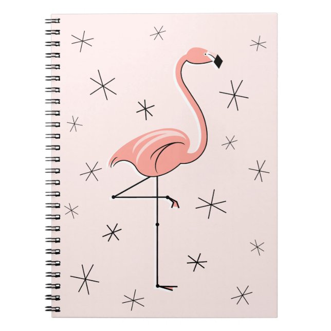 Flamingo Rosa bärbar dator Anteckningsbok Med Spiral (Framsidan)