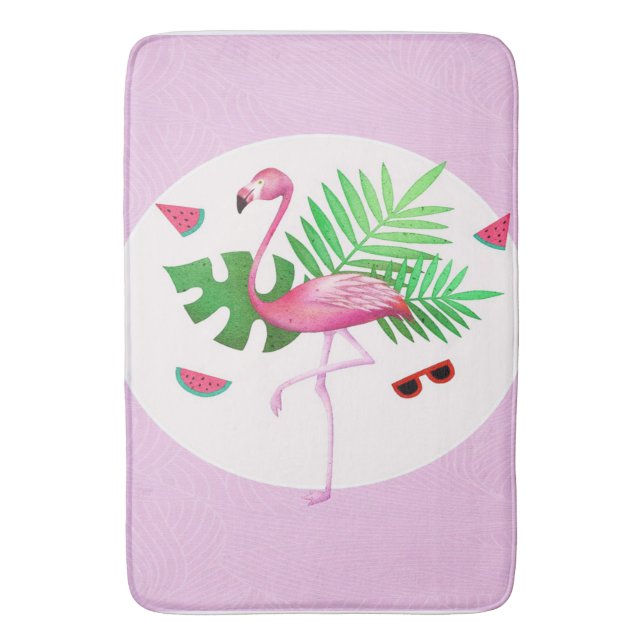 Flamingo Rosa Bird Watermelon | Flamingo Älskare Badrumsmatta (Framsidan (Vertikal))