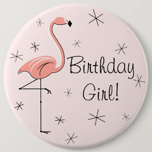 Flamingo Rosa 'Birthday Girl'! pin Knapp