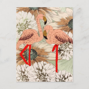 Flamingo Rosa Blommig Tropiska Blad Glitter Helg Vykort