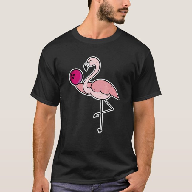 Flamingo Rosa Bowling Ball Bowl T Shirt (Framsida)