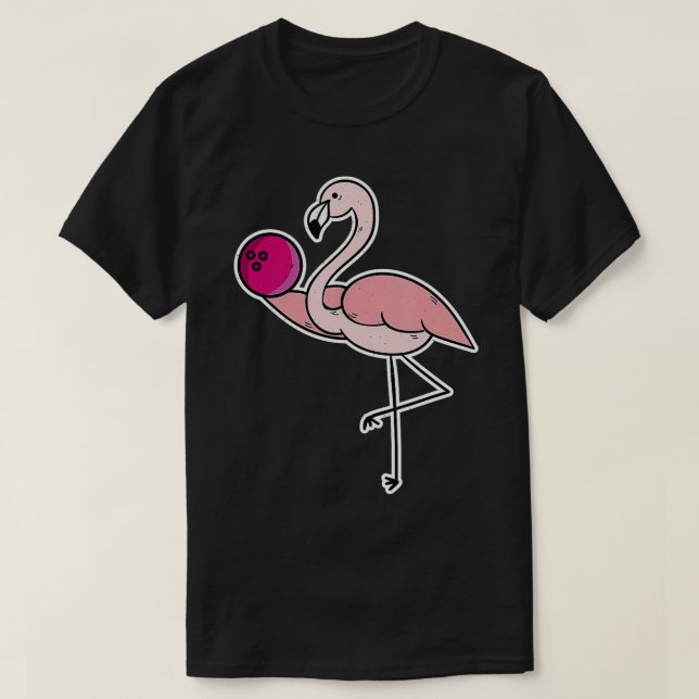 Flamingo Rosa Bowling Ball Funny Bowl T Shirt (Design framsida)