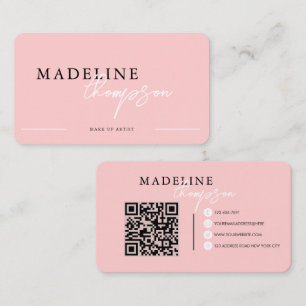 Flamingo Rosa Calligraphy-skript QR-kod Visitkort