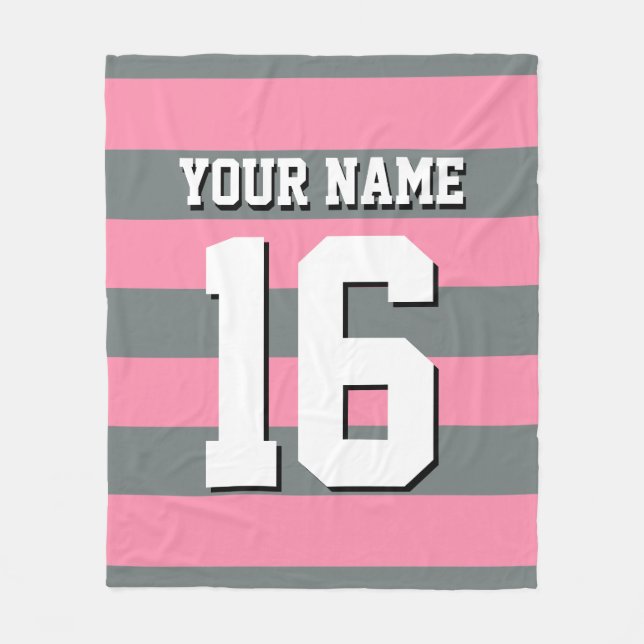 Flamingo Rosa Charcol Team Jersey Preppy Rand Fleecefilt (Framsidan)