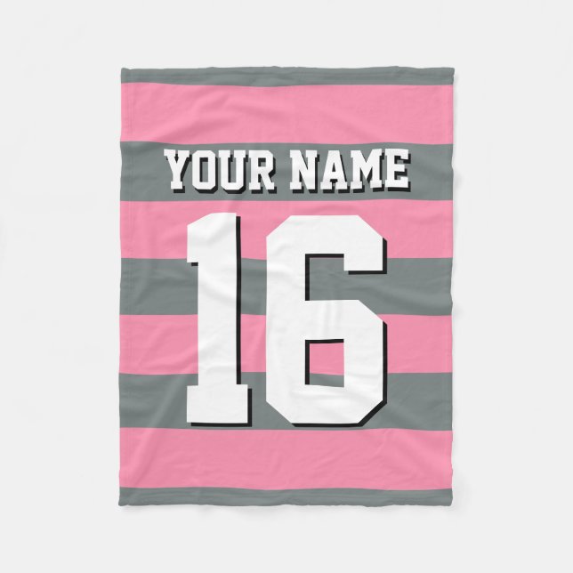 Flamingo Rosa Charcol Team Jersey Preppy Rand Fleecefilt (Framsidan)