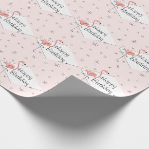 Flamingo Rosa diamant Grattis på födelsedagen Presentpapper