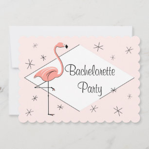 Flamingo Rosa Diamond Bachelorette Party scalloped Inbjudningar