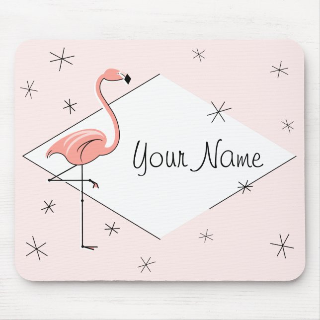 Flamingo Rosa Diamond Namn mousepad Musmatta (Framsidan)
