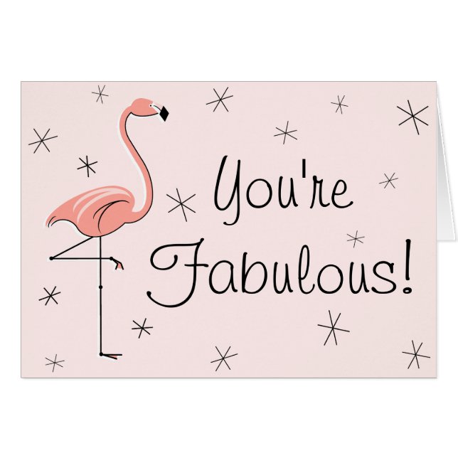 Flamingo Rosa Du är Fabulous front text card Hälsningskort (Framsidan Horizontal)