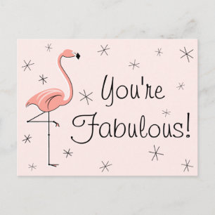 Flamingo Rosa "Du är Fabulous!" vykort
