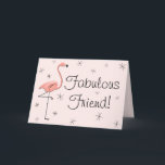 Flamingo Rosa Fabulous Friend! födelsedagskort Kort<br><div class="desc">Mid-sekels inspirerade design med en återpekande med rosa flamingo och stjärnor på blekens rosa bakgrund. Ett anpassade som du kan anpassa med egen text,  bilder och egna idéer. En originalbild för digital konst skapat av Jess Perry på QuirkyChic Retro.</div>