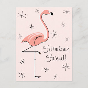 Flamingo Rosa Fabulous Friend! lodrät vykort