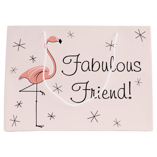 Flamingo Rosa "Fabulous Friend!" stor presentväska (Framsidan)