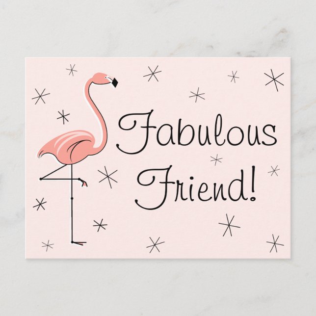 Flamingo Rosa "Fabulous Friend!" vykort (Framsida)