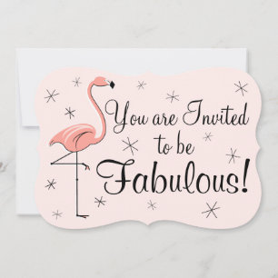 Flamingo Rosa 'Fabulous'-inbjudningsklapp Inbjudningar