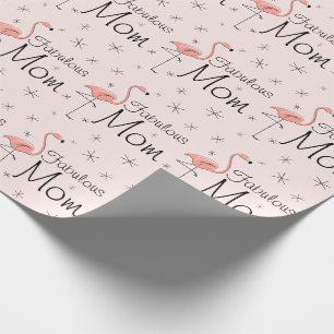 Flamingo Rosa "Fabulous Mamma!" papprare radbyte Presentpapper