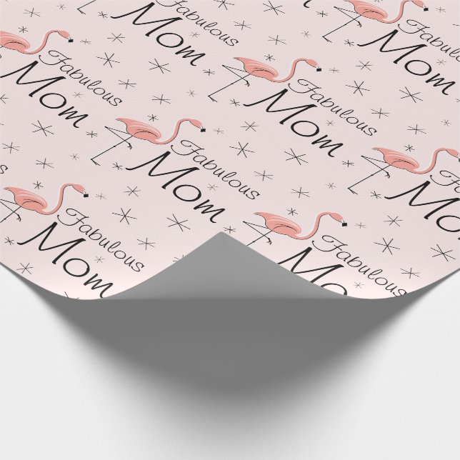 Flamingo Rosa "Fabulous Mamma!" som omsluter pappe Presentpapper (Hörn)